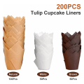 200pcs Tulip Cupcake Liners, Muffin Liners Holders for Baking Cups, Greaseproof Cupcake Wrappers for Party, Christmas. 