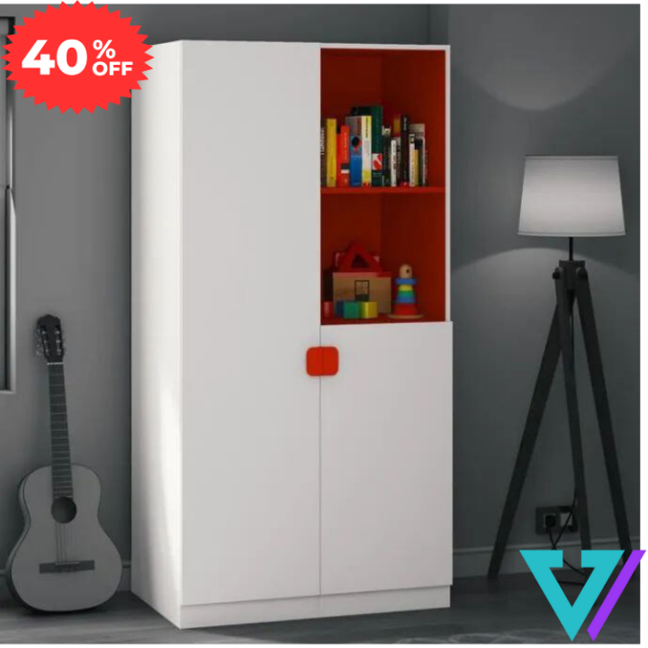 Unique Design 2 Door Almirah with Open Shelf & Inner Locker Drawer/ Bedroom Furniture Wardrobe/ Cloth Storage Cabinet/ display shelf Organizer by - Vision Furniture