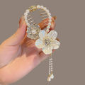 Camellia Tassel Hair Clip Pearl Ponytail Clip Fixed Hair Claw Barrettes Hairpin NOVO. 