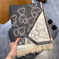 Korean autumn and winter new cartoon imitation cashmere scarf, small fresh bear, cute shawl, warm and versatile scarf.
