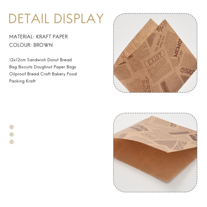 100pcs%2012x12cm%20Sandwich%20Donut%20Bread%20Bag%20Biscuits%20Doughnut%20Paper%20Bags%20Oilproof%20Bread%20Craft%20Bakery%20Food%20Packing%20Kraft%20-%20Image%206