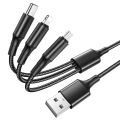 3in1 Data Usb Cable For iPhone Fast Charger 3A Charging Cable For Android Phone Type C Xiaomi Huawei Samsung Charger Wire For Ipad - Cold Black.