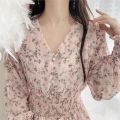 Summer dress for casual women's elegant chic fashion beach Party formal occasion korean style Floral Chiffon long dresses NS5603.