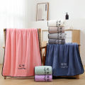 Good Morning Good Night Coral Velvet Bath Towel Couple Bath Towel Hanging Big Towel Beach Towel. 