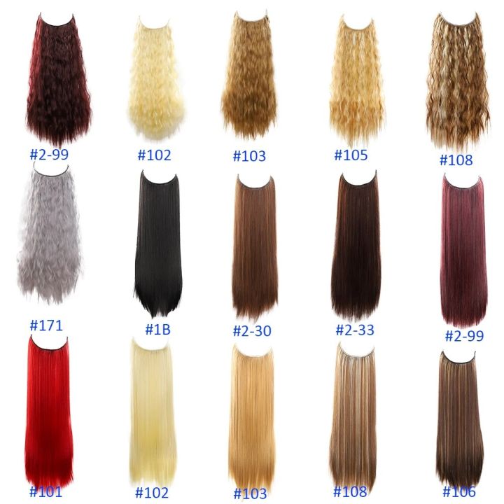 No%20Clips%20Hair%20Natural%20Wavy%20Curly%20False%20Hair%20Piece%20Woman%20Synthetic%20Hair%20Extensions%20Artificial%20Long%20Wig%20Fish%20Line%20-%20Image%204