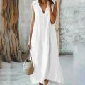Women’s Cotton Linen Summer Sleeveless Dress with Chic Design.