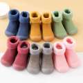 Baby walking shoes in autumn winter with plush thickened soft soles, non slip, pure cotton floor socks for both boys and girls to keep warm.