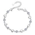 korean fashion 925 Sterling Silver noble White Purple crystal Bracelet for women wedding Jewelry Accessories 17CM+4CM.