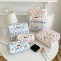 Cute Bow Floral Cosmetic Bag With Zipper Cosmetic Organizer Case Large For Women Luolong. 