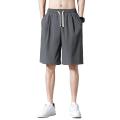 Men Beach Shorts Slant Pockets Elastic Waist Drawstring Breathable Solid Color Summer Male Casual Short Pants Trousers. 