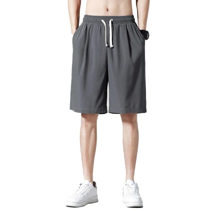 Men%20Beach%20Shorts%20Slant%20Pockets%20Elastic%20Waist%20Drawstring%20Breathable%20Solid%20Color%20Summer%20Male%20Casual%20Short%20Pants%20Trousers%20-%20Image%202