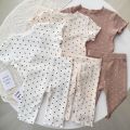 Brand New Nightgown Floral Suit Baby Full Printed T-shirts Summer 2pcs Toddler Girls Trendy Short Sleeve Pajamas Set Home Wear. 