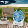 WEIDASI WD-202 Rechargeable 2400mAh Battery Up-Down Movable Portable Desk Fan With LED Lamp. 