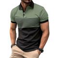 Men Summer New Fashion Short Sleeve Sport Lapel Casual Button Polo Shirt ..