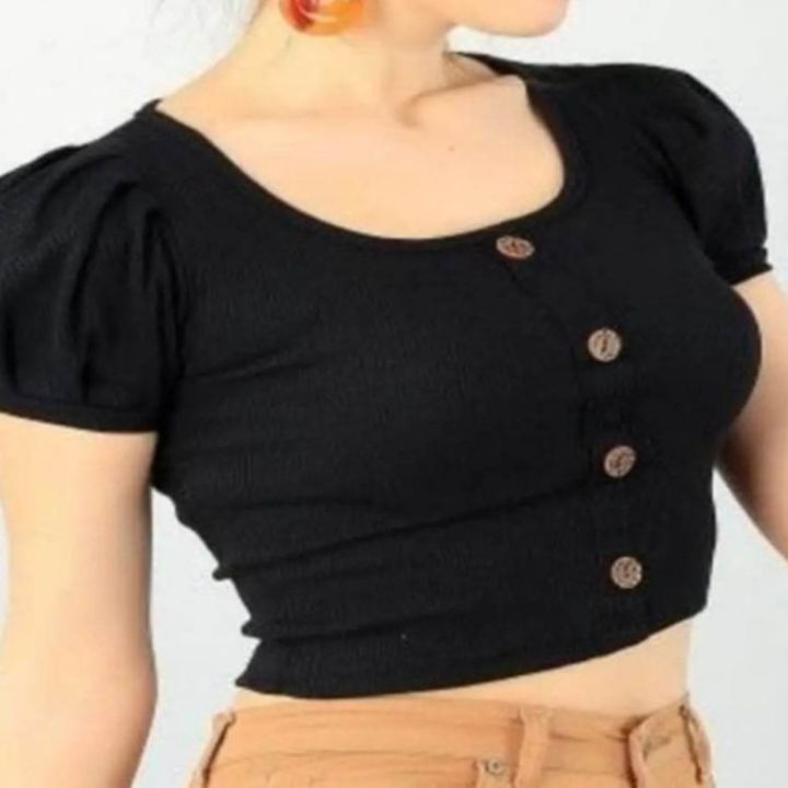 Cotton CropTops Half Sleeve Show Button Blouse Best Qualityfull Good Stitching For Women