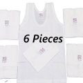 6 Pieces White Color Sando Ganji/Tank Top For Kids 0-3 years. 