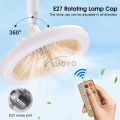 Auoyo 2 in 1 LED Fan Light Ceiling Light with Fans Intelligent Remote Control E27 Spiral Aromatherapy Fan Light  For Bathroom Kitchen Bedroom Night Market Ceiling Fan with Light. 