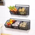 Kitchen Storage Onion Ginger Garlic Storage Rack Condiments Spice Wall Mounted Kitchen Shelf Punch-Free Vegetable Fruit Drain Basket Household. 
