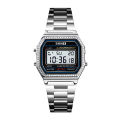 SKMEI 1474 Silver Stainless Steel Digital Watch For Women - Silver. 