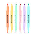 6pcs/set Cute Candy Color Highlighter Pen Stationery Double Headed Fluorescent Marker Pen Mark Pen Office School Supplies. 