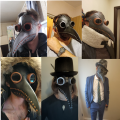 Halloween Black Rubber Plague Doctor Mask Long Nose Bird Beek Steampunk Gas Latex Face Mask Cosplay Prop for Kids and Adult. 