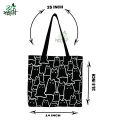 Trendy Top Handle Cute Panda Design White Color Tote Canvas Bag Shopping Bag / College / University Bag, Tote Bag, Canvas Bag with Zipper. 