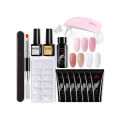 15pcs set 7 Color Polygel Nail Kit  Nail Builder Kit Nail Extension Kit with 6W Led Lamp Top Coat Base Coat  Nail Art Ideas DIY Home Manicure. 