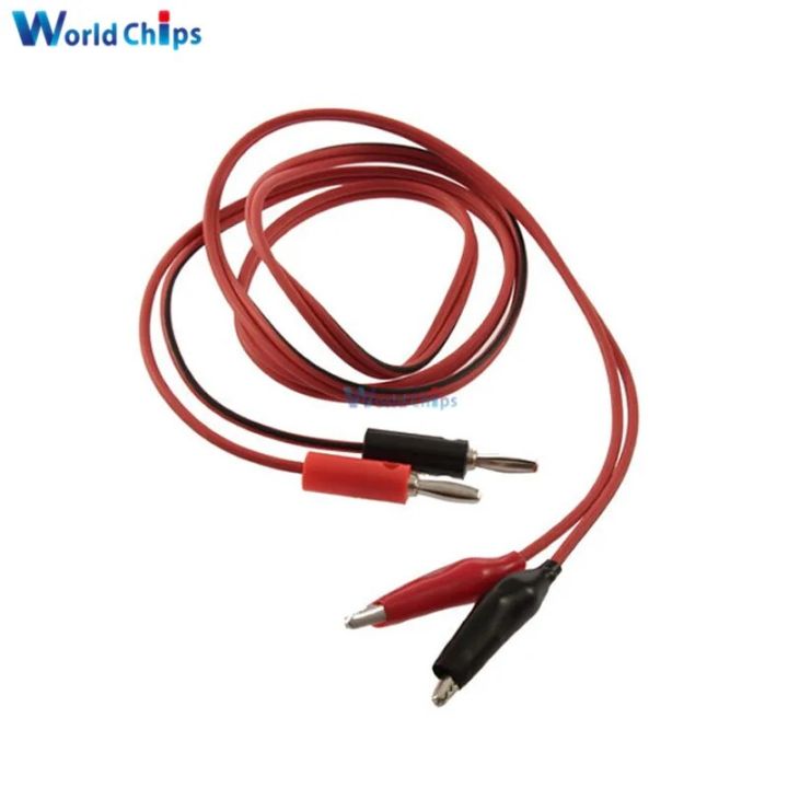 【Daily Necessities For Anyone Store】Pair Banana Plug 4mm To Shrouded Copper Electrical Clip Test Cable Leads 1M For Multimeter Testing Probe