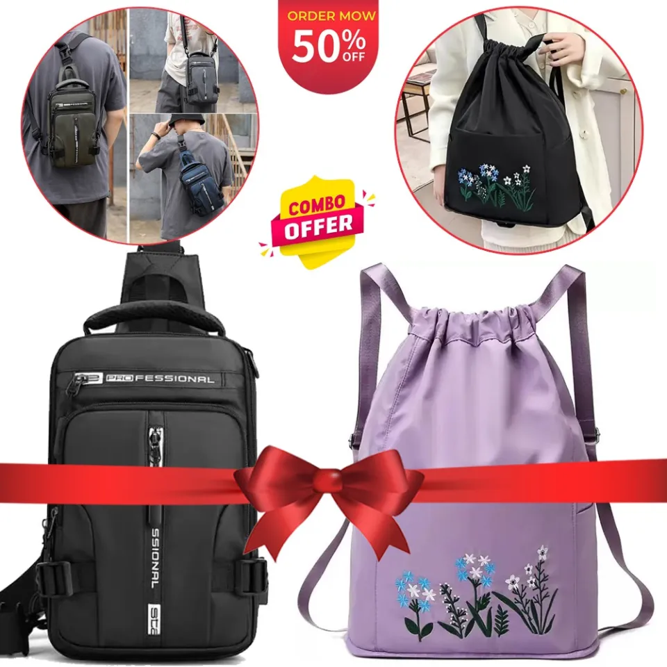 Waterproof Nylon Sling Crossbody Backpack and Multifunctional
