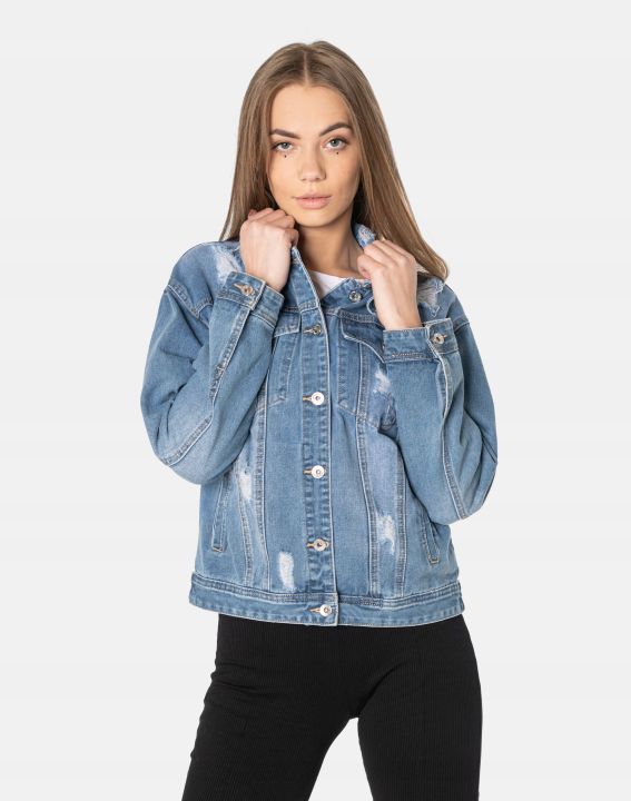 Pavilion DNMX ripped jeans for women Blue Denim Jacket - Casual Slim Fit with Button Closure  High-quality denimDenim Jacket, Women's Jacket, Casual Jacket, Blue Jacket, Streetwear, Outerwear, Slim Fit, Fall Fashion, Jean Jacket,