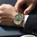 CURREN 8439 Silver And Golden Two-tone Stainless Steel Analog Watch For Men - Green & Golden. 