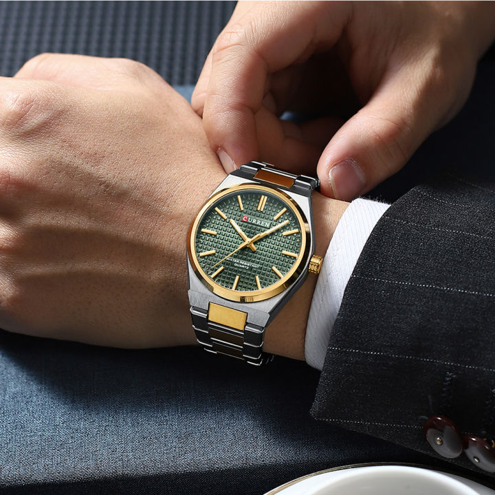 CURREN%208439%20Silver%20And%20Golden%20Two-tone%20Stainless%20Steel%20Analog%20Watch%20For%20Men%20-%20Green%20&%20Golden%20-%20Image%205