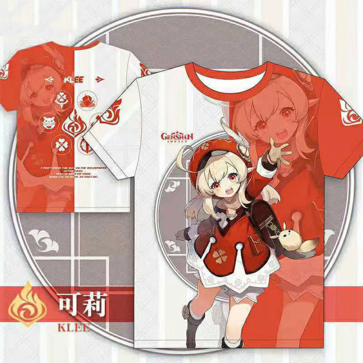 Genshin Impact Graphic T Shirt 3D Printed Tops Anime Game Kawaii Girls Streetwear Short Sleeve Men Women Oversized Kids Boys Tee