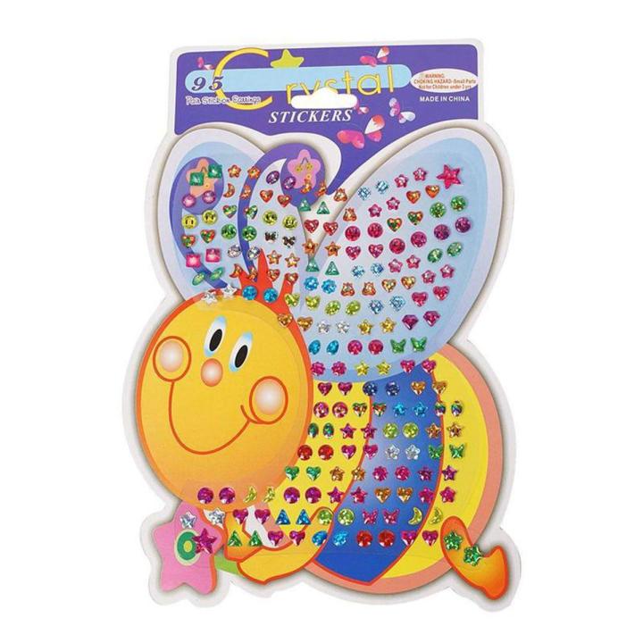 【The road to happiness Store】Beautiful Kids Crystal Stick Earring Sticker Toy Cartoon Toys Reward Stickers Diy Children Toys 1pc