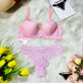 Soft Pink Push-Up Padded Bra & Panty Set for Women - Soft Comfortable Lingerie.