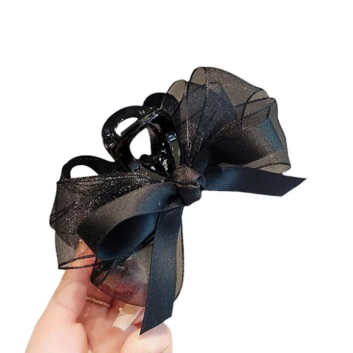 Black%20Mesh%20Bow%20Grab%20Hair%20Clips%20Women'S%20Hair%20Accessories%20Hairpin%20For%20Back%20Of%20Head%20SUPER%20BABY%20-%20Image%204