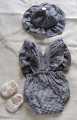 Baby romper bodysuit dress with hat & crochet shoe- 0 months - 24 months. 
