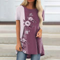 2022 Summer Elegant Womens Floral Printed T-shirt Women Fashion T-shirts Ladies Tops Tees Vintage Dziert Caseual Loose.