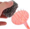5 PCS Stainless Scrubber with Long Handle Steel Wire Replaceable Cleaning Washing Brush Tool for Kitchen Dish Bowl.