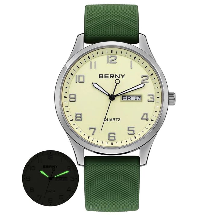 Berny Men Watches Luminous Quartz Auto Date Calendar Fashion Classic Sports Waterproof Male Relogio Watch