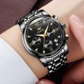 Ole-vs 2858 Stainless Steel Chronograph Wrist Watch For Men - White & Silver & Golden - Watch For Men.