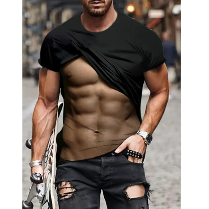 Summer%20Funny%20T%20Shirts%20Cosplay%20Fake%20Muscle%203D%20Print%20Cool%20Men%20Short%20Sleeve%20Oversized%20T-Shirt%20Fitness%20Streetwear%20Boys%20Kids%20Tees%20Top%20-%20Image%202
