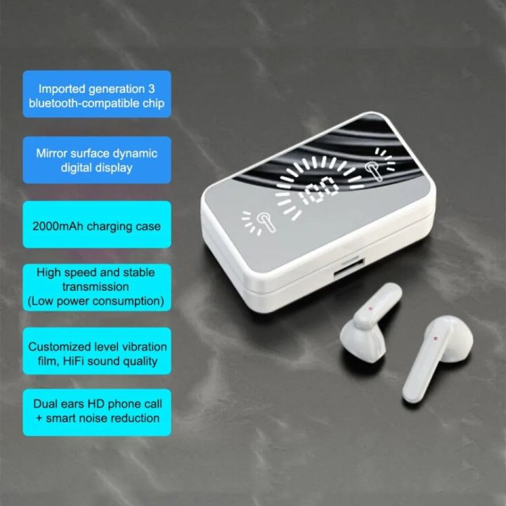 【Ready Stock+FREE Shipping+COD】Sony TWS S20 Wireless Bluetooth Headset, Mirror Headphones, Stereo Headset, Digital Display, Touch Control, Sports Gaming