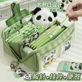 10 layer Panda High Appearance Transparent Pen Bag Boys 2023 New Large Capacity Stationery Box for Elementary School Students. 