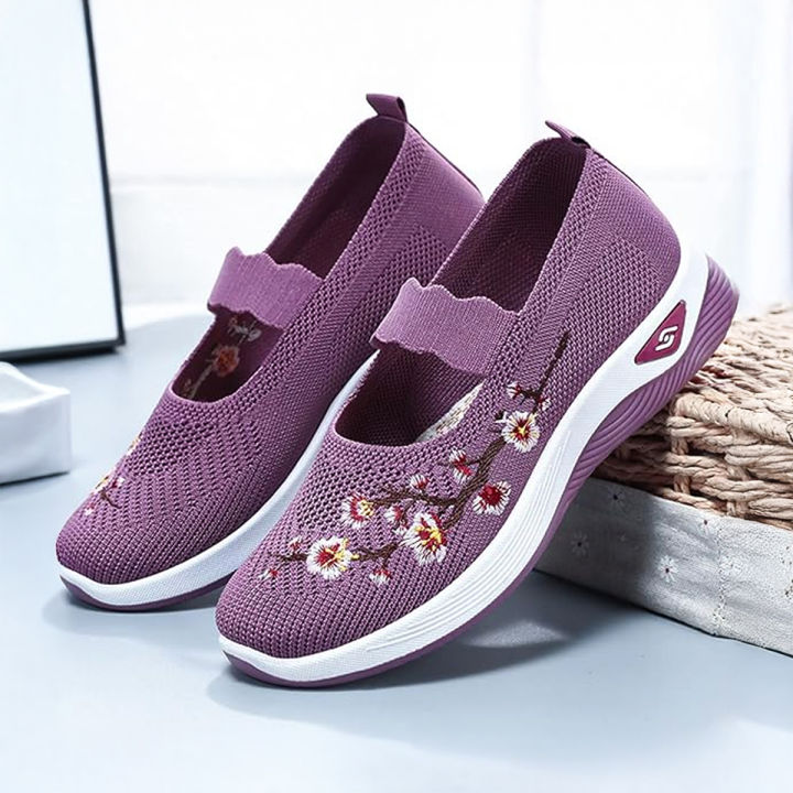 New Design Comfortable Mesh Surface Flat Women's Sneakers Walking Shoes