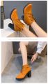 Korean fashion boots for women ladies ankle Pointed Toe Short Boots Casual box Heels Shoes. 