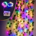 Waterproof Artificial Ivy Vine Fairy Lights with 20 Multicolour LEDs – Battery Operated Green Leaf Garland for Bedroom, Wall, Wedding, Garden, Balcony & Home Decoration. 