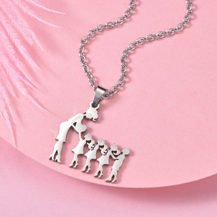 Mothers%20and%20Children%20Family%20Stainless%20Steel%20Necklaces%20Silver%20Color%20Multiples%20Kids%20Pendant%20Necklace%20Jewelry%20Mother's%20Day%20Gift%20-%20Image%203
