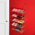 5 Layer Wall Mounted Rope Hanging Shoe Rack With 2 Pcs Hook.10 Pair Shoe Organizer Rack For Indoor And Outdoor. 
