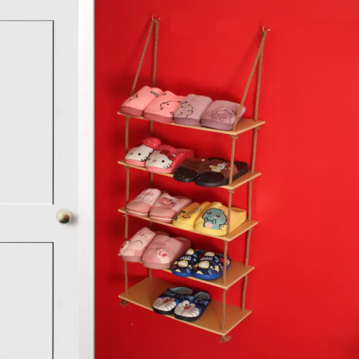 5%20Layer%20Wall%20Mounted%20Rope%20Hanging%20Shoe%20Rack%20With%202%20Pcs%20Hook.10%20Pair%20Shoe%20Organizer%20Rack%20For%20Indoor%20And%20Outdoor%20-%20Image%204